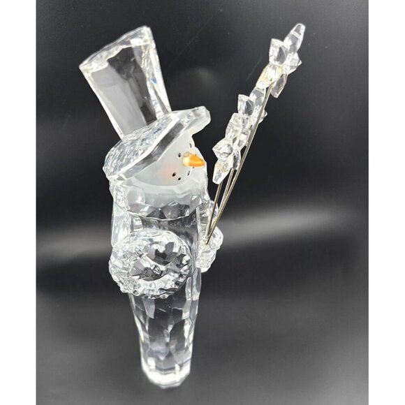 7" Crystal Snowman Figurine With Star Wand, Top Hat and Carrot Nose - Picture 8 of 9
